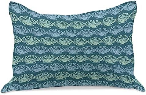 Калъфка за възглавница от Вязаного юрган Лунен океана, Изображението на Морския живот, с Изготвени от ръцете на морски черупки Под Вода Стандартна Калъфка размер Qu