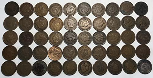 1907 P Индийски Ролка Цента под формата на глави 50 Монети Продавачът Пени Добър
