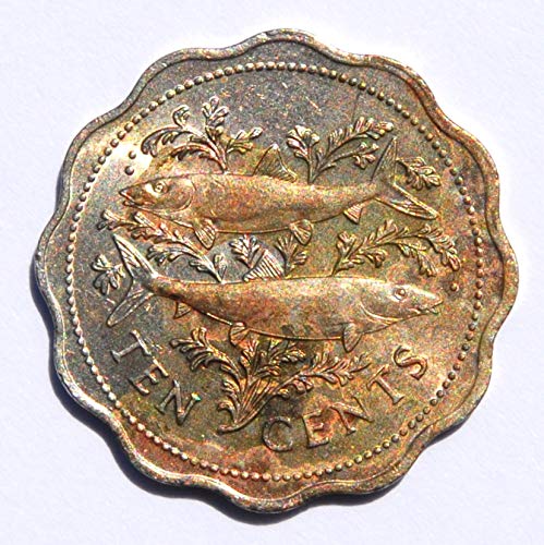1980 BS Бахамските острови Две костни риби Монета номинална стойност от 10 цента