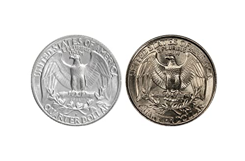 1963 D & 1996 P Washington Quarter 25C Отличен Комплект от 2 монети от 90% от Сребърен Детайл Рядко БУ Брилянтен Албум на Банката