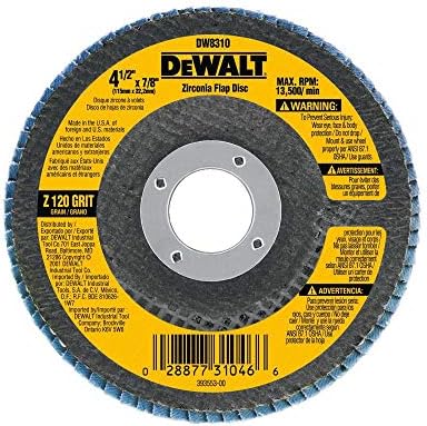Шарнирен диск за ъглошлайф машини на DEWALT DW8310 4-1/2 x 7/8 от Цирконий с шкурка 120