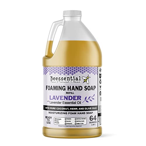 Естествено Пенящееся сапун за ръце Beessential Зареждане Bulk 64 грама Лавандула | Произведени с хидратиращо алое и мед - Произведено в САЩ