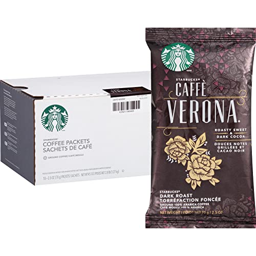 Starbucks SBK11018192 Разделиха пакетчета смляно кафе Caffe Verona, изготвен по метода на капково варене, Тъмна печене (опаковка