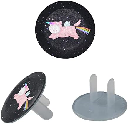 Капачки за ключове 24 бр., Декоративна защита на контакта, една Електрическа Изолация, Лесна инсталация - Pink Unicorn Cat Rainbow