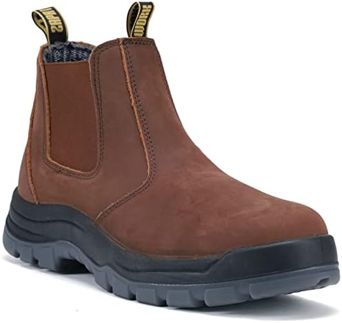 Работни обувки DIIG за мъже, 6-инчов меки/ със стоманени пръсти, без закопчалка, Леки, Удобни Непромокаеми Работни обувки, Нескользящая