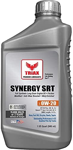 Triax Synergy SRT 0W-20 Напълно Синтетично моторно масло на основата на РП и естери, SN +, Декс 1 Gen 2, Модифицирано триене на