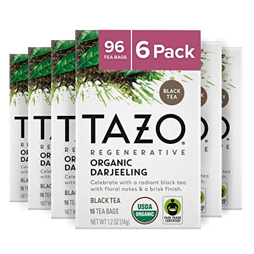 Торбички за Чай TAZO, Регенериращ Биологичен чай Darjeeling, 16 чаени пакетчета (пакет от 6)