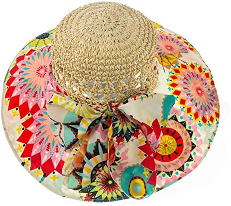 Дамски солнцезащитная сламена шапка NEARTIME впечатлява със своя бохемски стил, за пътуване, сгъваеми летни плажни шапки с широка периферия, UV UPF50