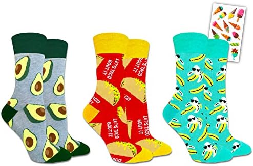 Грейдон Хол, Определени чорапи Let ' s Тако Bout It - Комплект от продукти с Такос, Авокадо, Банан, стикери с надпис Crew (чорапи