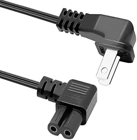 Захранващ кабел за телевизор на Eri, 6 фута (1,8 m), ъгъл на наклон 90 °, разменени захранващия кабел от 18AWG с 2 клипса до L-образна