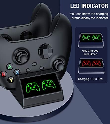 Зарядно устройство контролер за Xbox one, зарядно устройство за Отделението блок контролер за Xbox one, Акумулаторна батерия с капацитет 2 x 1200, Съвместима с Xbox Series X|S/Xbox One /X