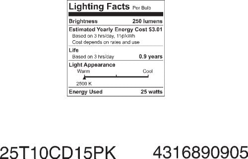 GE Lighting 45144 25-Ваттная Кристално чиста Тръбна крушка T10 1CD, 1 брой (опаковка по 1 парче)