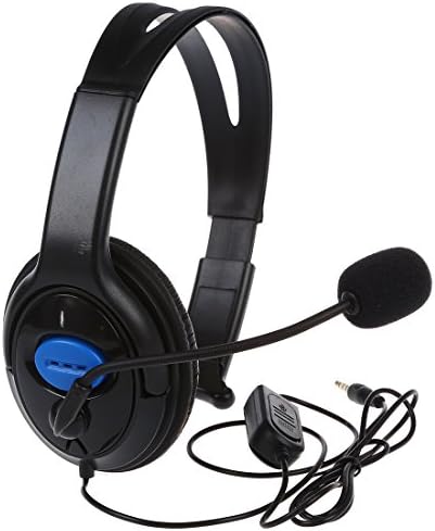 Слушалки за чат TOOGOO (R) с жак 3,5 мм за PS4 с универсален дизайн и е напълно регулируема повратна микрофон черен цвят