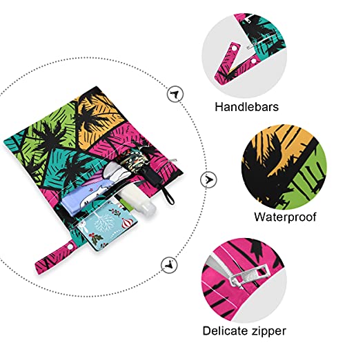 чанта за влажни сушене xigua Palm Trees, 2 опаковки, Водоустойчив Подвесная Тъканно Чанта-Органайзер за Пелени с Два джоба с цип
