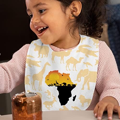 Бебешки Лигавници с Африкански животни - Лигавници За Хранене на Деца на Африканския Континент - Сладък Лигавници с животни за хранене