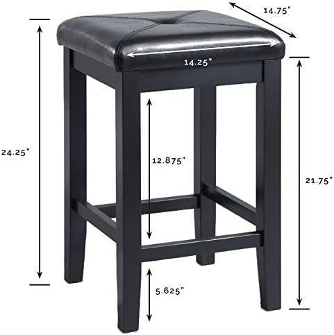 Бар стол Crosley Furniture с квадратна седалка, осеян с кърпа (за комплект от 2 стола), 24 инча, черен