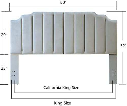 Ръководител на легло King King с кадифена тапицерия с дебелина 24 КФ и вертикален канал King/California King-сив