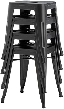 HAOBO HOME Модерни Индустриални Метални Столове Готини Столове [Комплект от 4], Штабелируемые за вътрешно/Външно 18на Обедната стола,