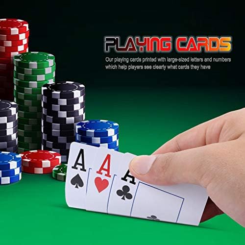 Карти за игра Teskyer с голям принтом, Голяма указательная тесте карти покер размер, Повърхност с ленена покритие, 2 опаковки (синя и червена), Фигура А