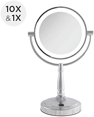 Zadro 9 Led Кръгло Огледало за Грим с Подсветка и увеличаването на 5 и 10X/1X AA Управляемият грим Огледало с осветление на Батерии