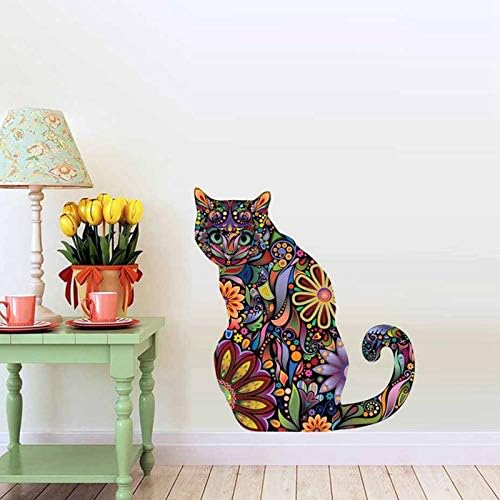Стикери за стена Maydahui Cat Уникални Цветни Стикери с Цветя модел Мандала (комплект от 3 броя), на Сладък Животни Стикер На Стената