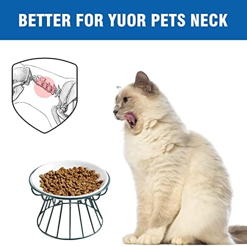 Повдигната купичка за котешки храна, Стилна Керамична купа за кучета със здрава желязна поставка - Въодушевен хранене за комфортен