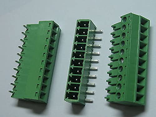 12 бр Конектор Винтова Клеммной подложки С ъгъл на наклона 3.5 мм, 10-пинов, Зелен, Сменяем Тип