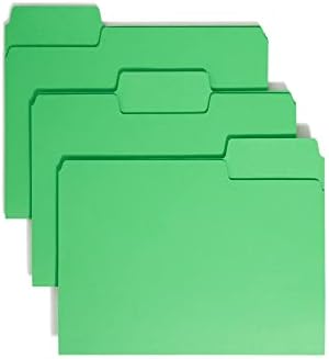 Папка за файлове Smead SuperTab, раздел размер на 1/3 инча, размер на букви, зелена, 100 броя в кутия (11985)