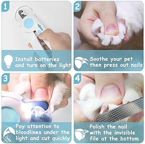 Ножица и Машинка за котешки нокти с led подсветка и противоударен за предотвратяване на прерязване на и без Пилочки за нокти и Остри
