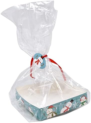 Коледна Кутия за бисквити Картонена Тава с Прозрачен Целлофановым пакета за опаковане и подарък биркой 8 Опаковки за печене на Бисквити,