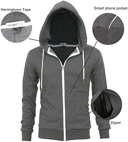 Мъжки модни hoody на мълнии НАСЛАДА, с Вътрешен джоб за мобилен телефон