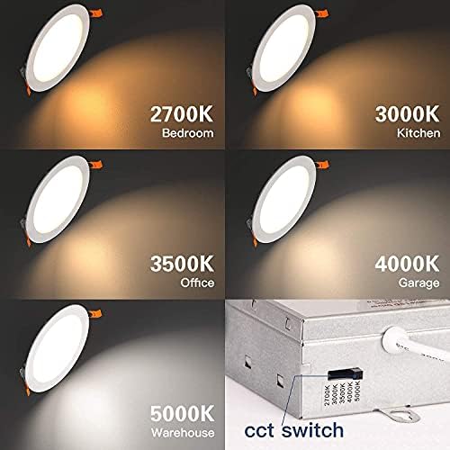 Amico 28 Бр., 6-инчов 5CCT ултратънък led-вградени тавана лампа с разпределителната кутия, 2700 K/3000 До/3500 До / 4000 До / От 5000 До по избор, 12 W, еквалайзер 110 W, лампа, с регулируема яр?
