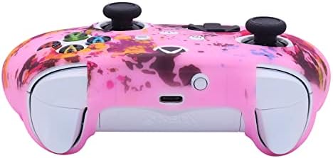 Кожата контролер серия S Xbox Розов силиконов калъф за контролера серия S HLRAO Xbox, Набор от аксесоари за безжична/кабелна геймпада на Microsoft Xbox серия S/X с 6 розови капачки ?