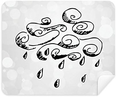 Облачен Дъждовен Ръчно Рисувани Модел, Плат За Почистване на Екрана за Пречистване на 2 елемента Замшевой Тъкан