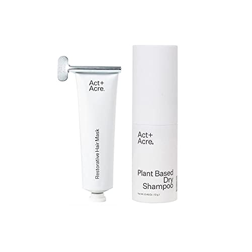 Лечебното маска за коса ACT + ACRE Маска за коса с рициново масло (4,5 течни унции) и Сух шампоан на растителна основа | Натурална