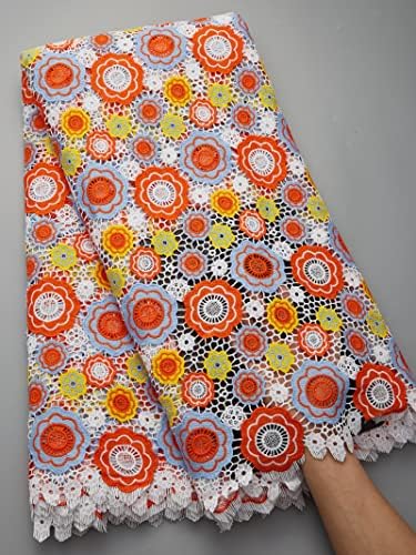 SJD лейси африканска лейси кърпа 5 ярда, нигерийская бродерия, цветни гипюровый дантела, дантела за сватбена рокля 27495