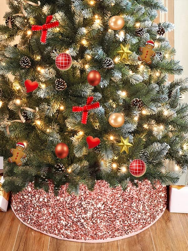 Украса под формата на Елхи с пайети, Брилянтният Пръстен във формата на Елхи за Изкуствени дървета, Кръгла Сгъваема Множество Коледа