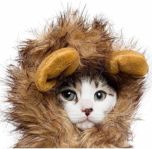 Костюм за Хелоуин с грива на лъв за домашен любимец Krewe Cat–Подходящи за размер на врата 8 -14 - Костюм на Лъв за малки котки