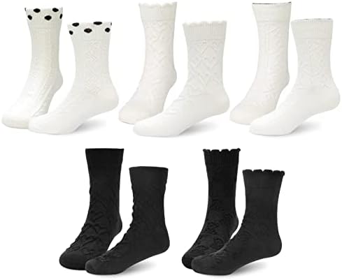 Чорапи за момичета Mcool Mary, Детски Чорапи с Волани за момичета, Рокля до Глезените, Сладки Памучни Бели и Черни Чорапи за екипажа,