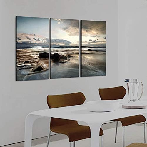 ХУДОЖЕСТВЕНА ПЪТЕКА Плаж Платно Стенни модел: Морски пейзаж Фотографски принт на платно за хол (общ размер на 60 W x 34В, с различен