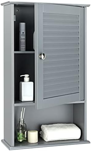 Стенен шкаф за съхранение на вещите в банята WYKDD с Една Като и регулируеми по височина рафта Сив цвят
