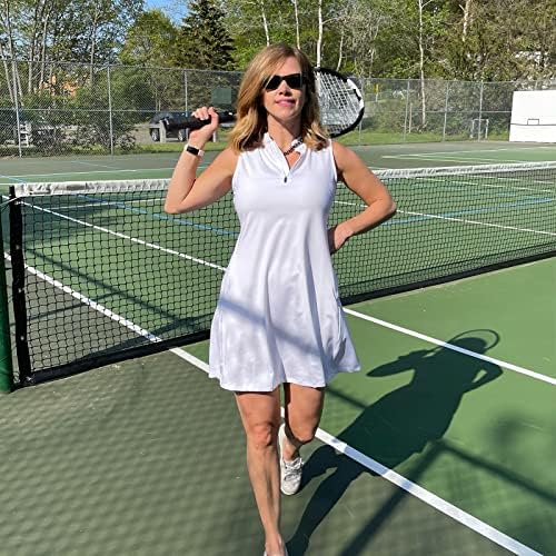 Дамско спортно рокля HARTPOR с къси панталони, теннисное рокля за голф без ръкави, с джобове