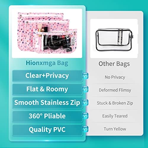 Одобрен HIONXMGA TSA чанта за тоалетни принадлежности, Комплект от 3 Прозрачни пътни чанти за тоалетни принадлежности, Водоустойчив