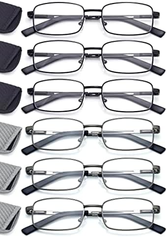 Мъжки слънчеви Очила За четене HIGHLIKE, Метални Гъвкави Ридеры от Неръждаема Стомана с Меки Сгради, Прозрачни Лещи Blue Light Glasses