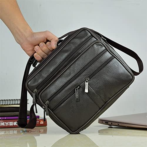 YCFBH Мъжки чанти-Месинджър от естествена кожа, Кафе цвят със Среден Размер, мъжки чанти-тоут, портфейл (Цвят: E, размер: 1)