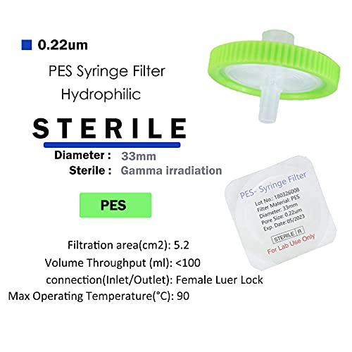 Стерилна Шприцевой филтър PES с Пластмасова спринцовка с обем 5 ml, Следящ Спринцовка luer за течности