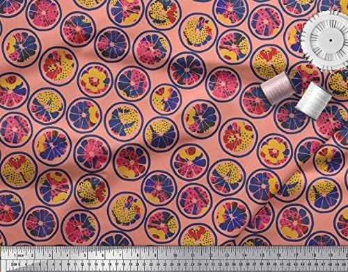Памучен трикотажная плат Soimoi, лимонов резен и текстурный принт, плат ширина 58 см