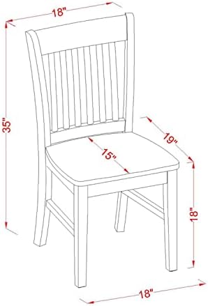 Трапезария стол East West Furniture NFC-LWH-W Norfolk с дървена седалка, средно
