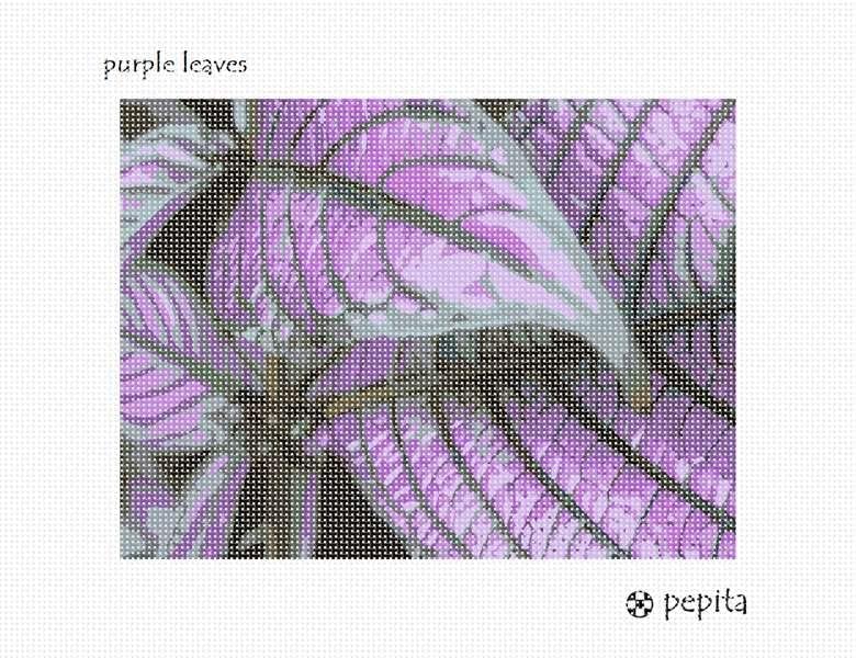 комплект за бродиране pepita: Виолетови листа, 9 x 7