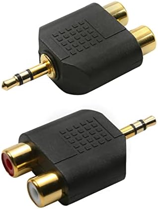 Задайте 3,5 мм plug 2 RCA конектор-контакти, сплитер, адаптери, съединител черен цвят за стереозвука, видео, АУДИО-ТВ-кабел, конвертируйте
